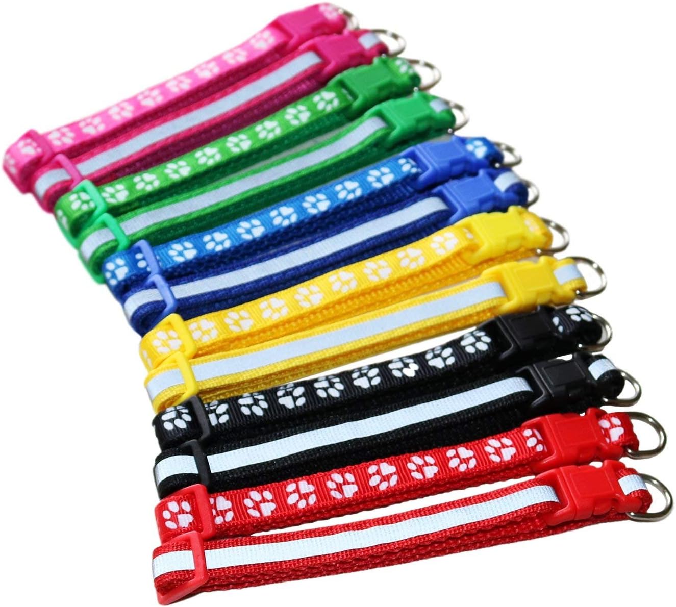 Only 19.2USD for 12pcs!Wholesale Cost - effective Pet Collars with Unique Paw Print Designs