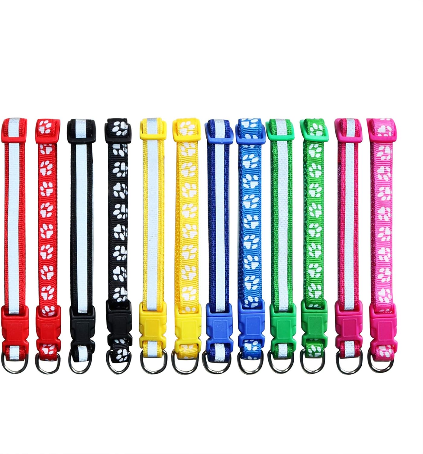 Only 19.2USD for 12pcs!Wholesale Cost - effective Pet Collars with Unique Paw Print Designs