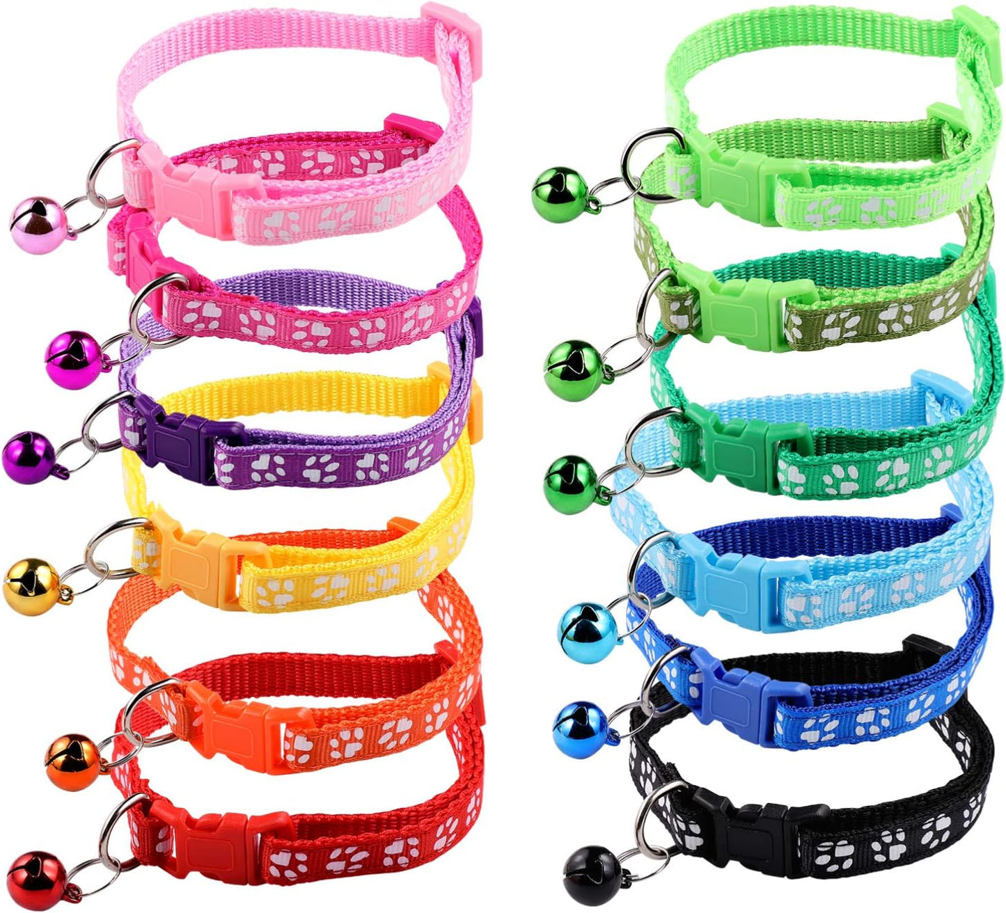 Only 25.32USD for 12pcs!Wholesale Lovely Pet Collars with Paw Prints and Bells, High Cost - performance