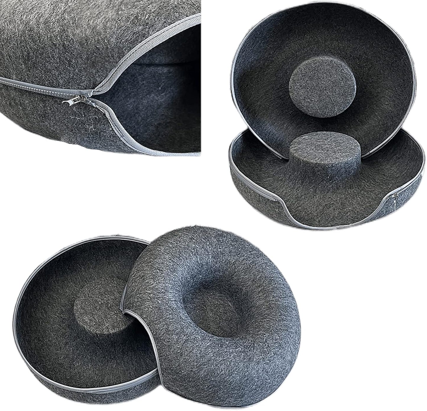 New Wholesale: Felt Pet Bed with Dual Functionality - Cave and Platform, Featuring Zippered Assembly for Pet Comfort and Owner Convenience