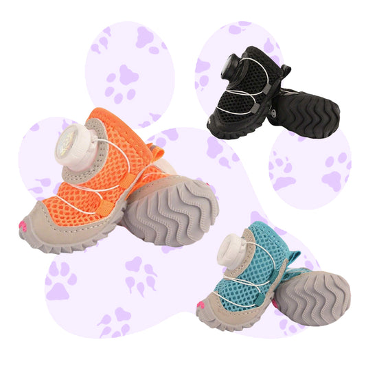 4 pack New wholesale pet shoes: unique knob lacing and non-slip design, intimate choice for pets