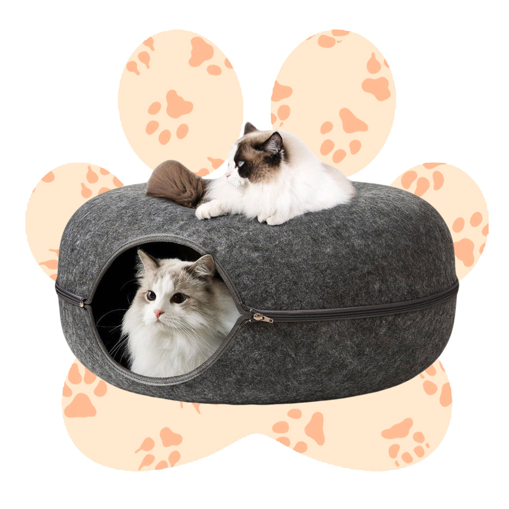 New Wholesale: Felt Pet Bed with Dual Functionality - Cave and Platform, Featuring Zippered Assembly for Pet Comfort and Owner Convenience