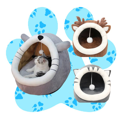 Camas quentes de inverno para animais de estimação: formatos opcionais de veado/gato/cachorro