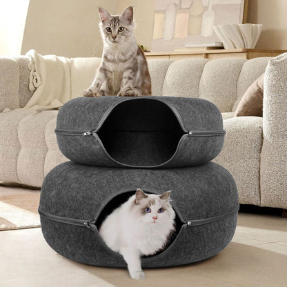 New Wholesale: Felt Pet Bed with Dual Functionality - Cave and Platform, Featuring Zippered Assembly for Pet Comfort and Owner Convenience