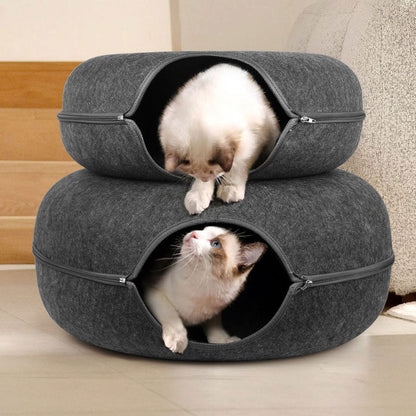 New Wholesale: Felt Pet Bed with Dual Functionality - Cave and Platform, Featuring Zippered Assembly for Pet Comfort and Owner Convenience